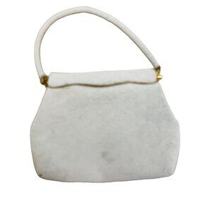 Vintage Wedding Ivory Beaded Evening Bag With Gold Clasp & Chain Strap‎ 9" x 7"